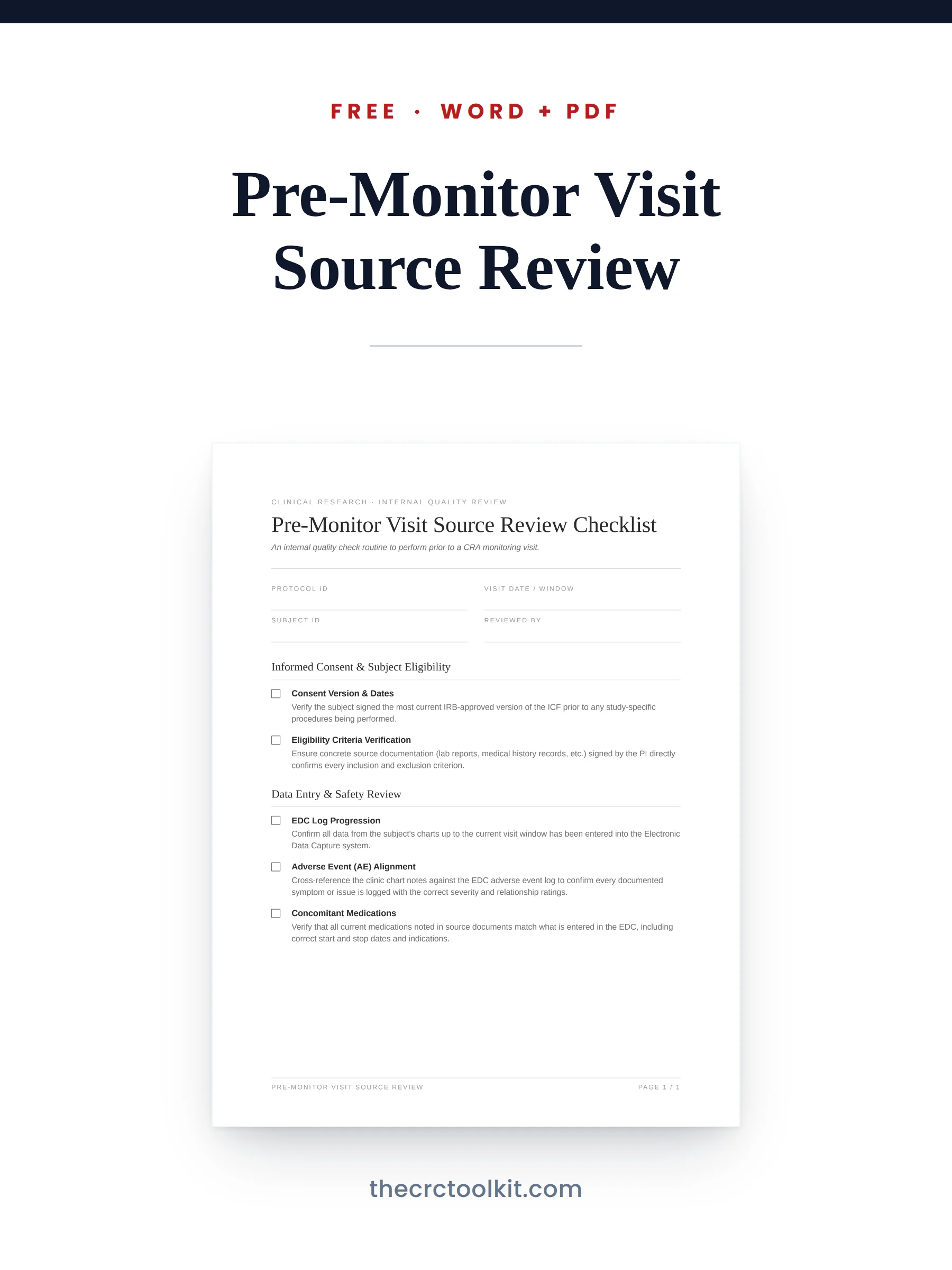 Free Pre-Monitor Source Review Checklist product image (1)