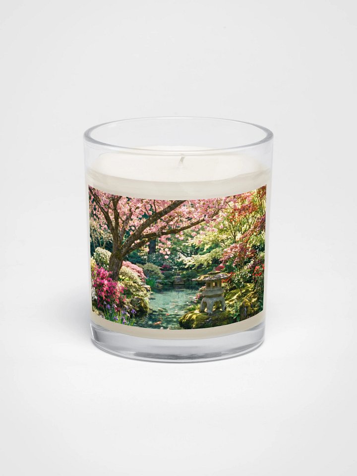 Serene Japanese Garden & Koi Pond Soy Wax Candle - Spring Cherry Blossom Decor product image (1)