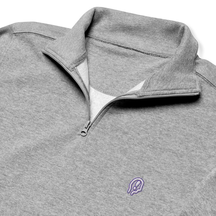 EXCLAIMING MENTALLY (purple and white design) embroidered quarter zip product image (6)