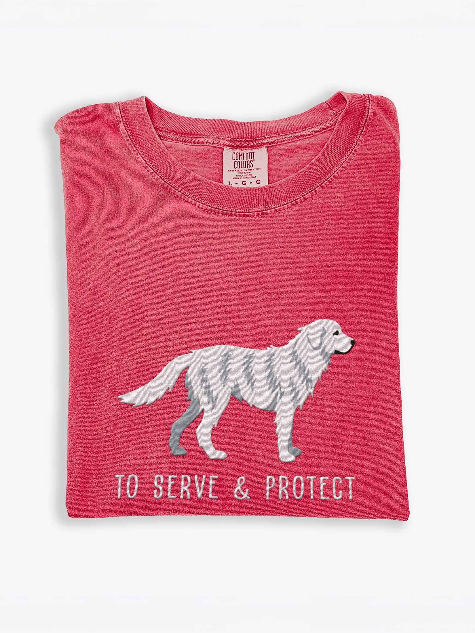 To Serve and Protect T-Shirt (Embroidered) of a Maremma Sheepdog product image (1)