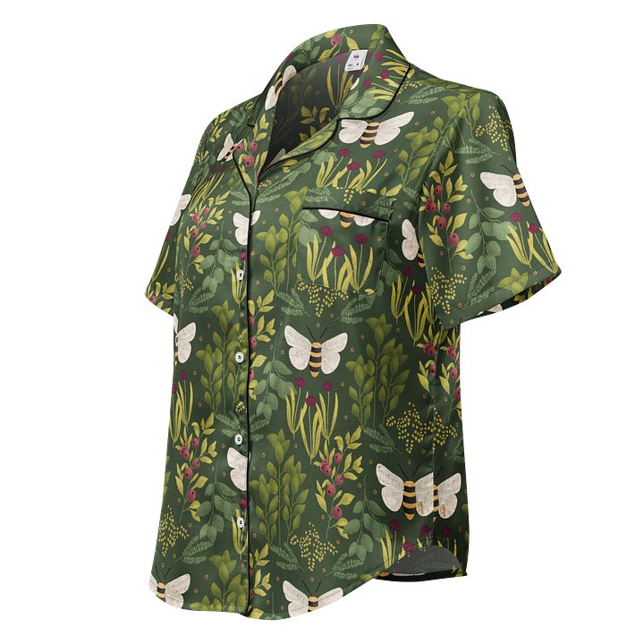 Bees and Foliage Ladies Short Sleeve Pajama Top product image (1)
