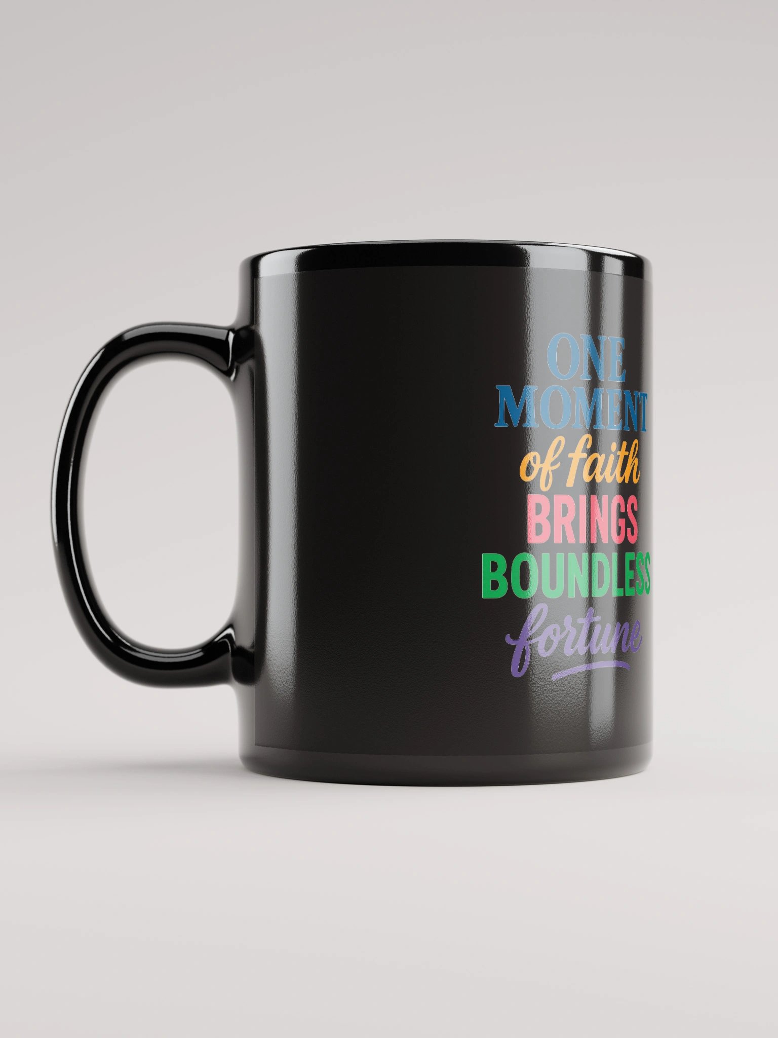 One Moment of Faith Mug – Nichiren Buddhism Inspirational Quote (Black Glossy, 11oz/15oz) product image (6)