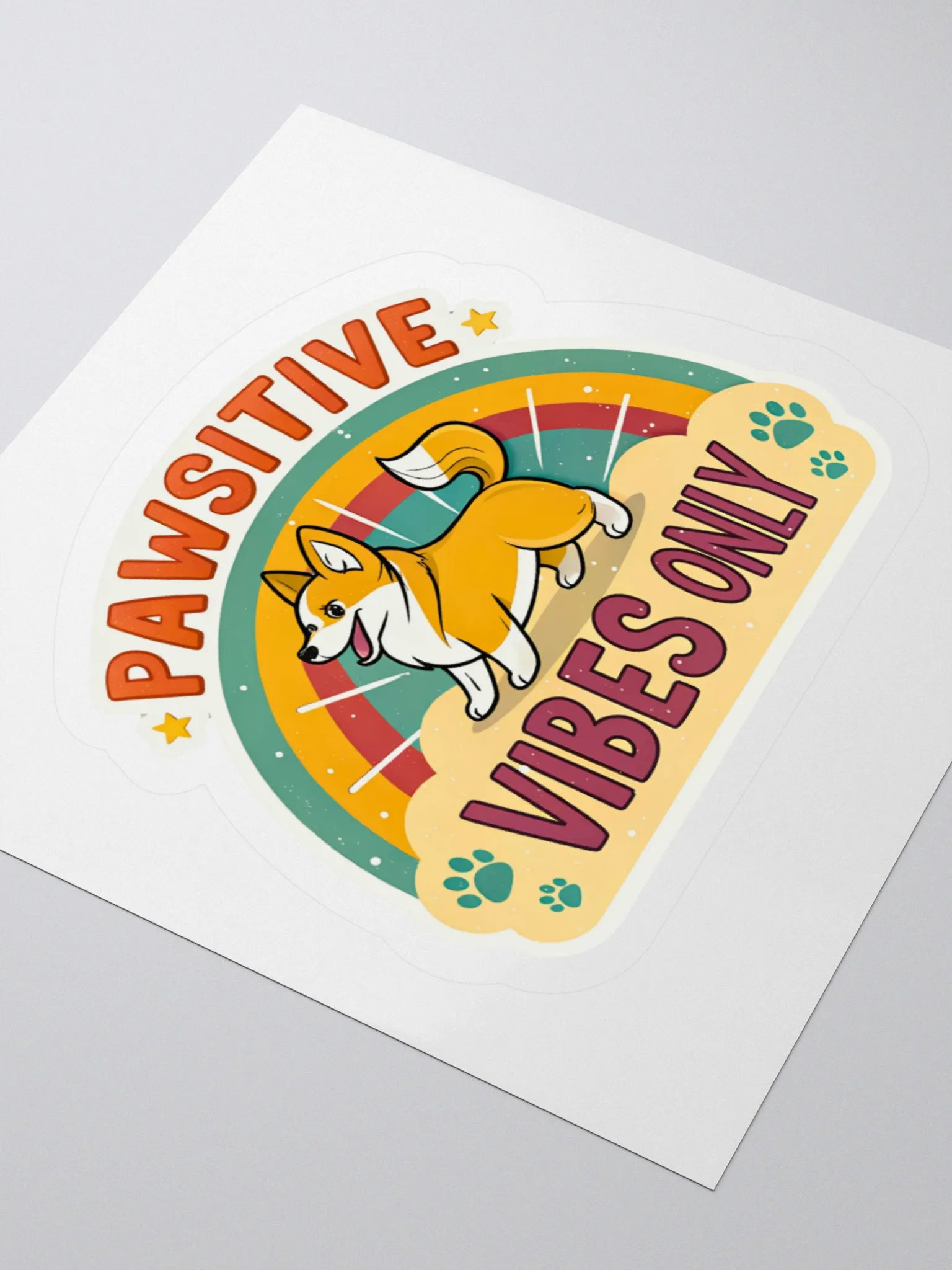 Pawsitive Vibes Corgi Kiss Cut Stickers product image (8)