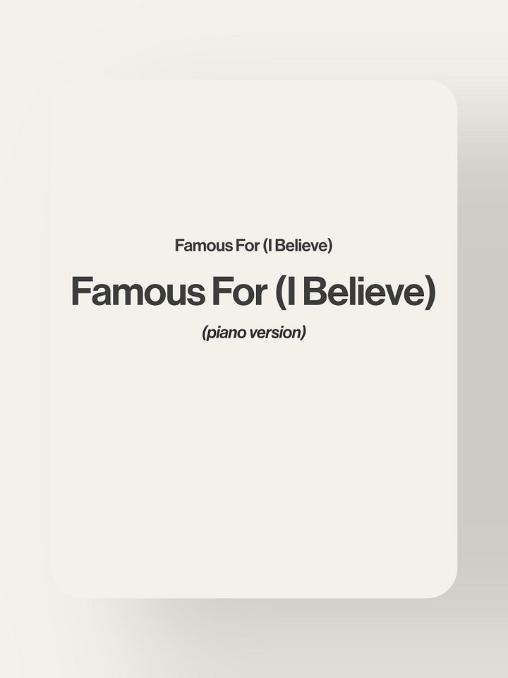 Famous For (I Believe) - Tauren Wells, Jenn Johnson product image (1)