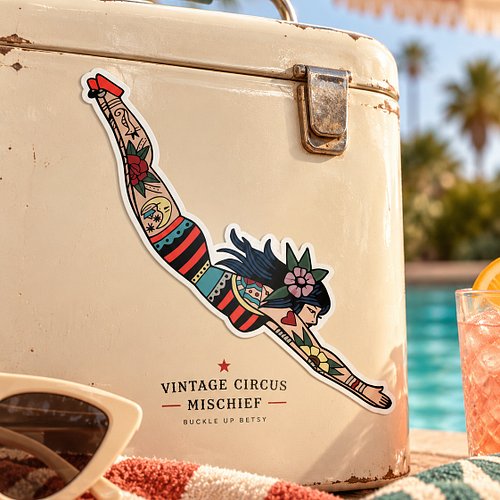 Diving Diva is pure vintage circus drama with old-school tattoo energy.

Buckle Up Betsy: strange little pieces of vintage re...