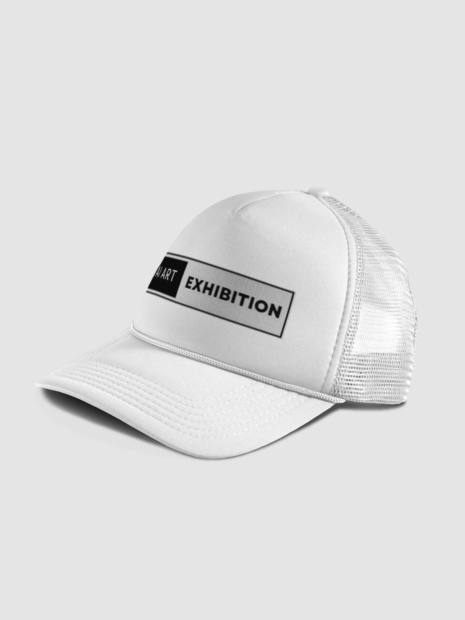 "AI ART EXHIBITION BOX LOGO" trucker hat product image (1)