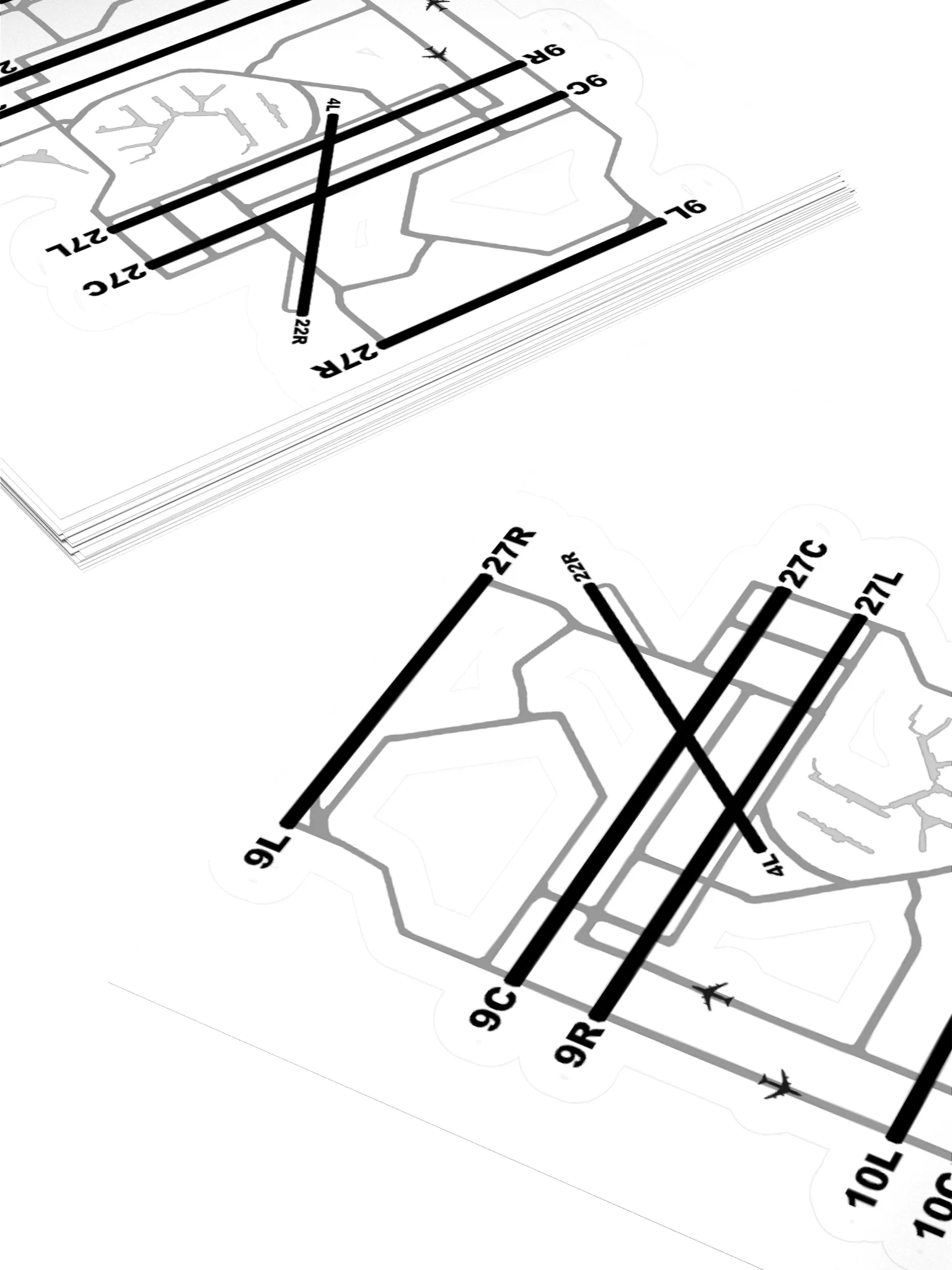 O'Hare Airport Chicago Runway Diagram Sticker product image (4)