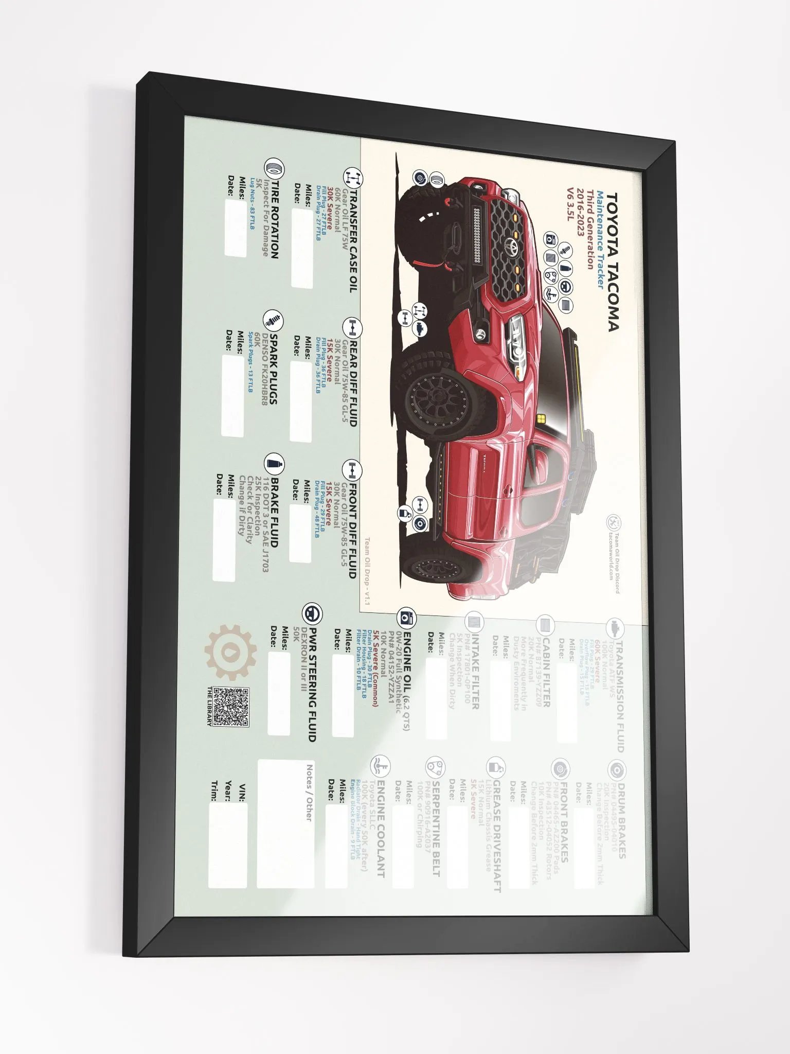 3rd Gen Maintenance Tracker v1.1 - Red (Framed) product image (4)
