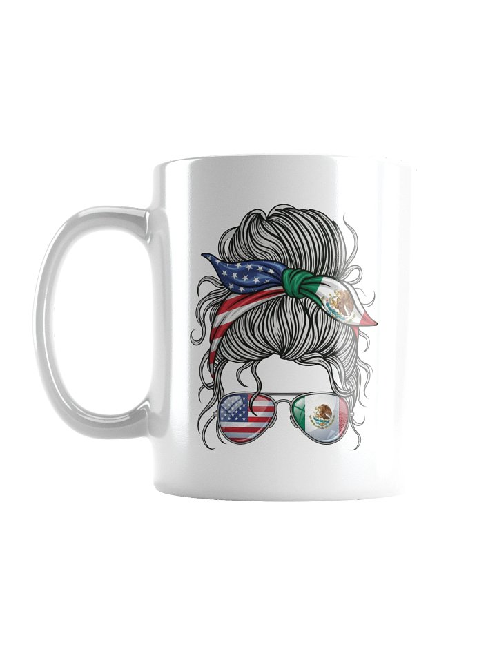 Messy Bun USA Mexico Flag Bandana Aviator Sunglasses SVG product image (1)