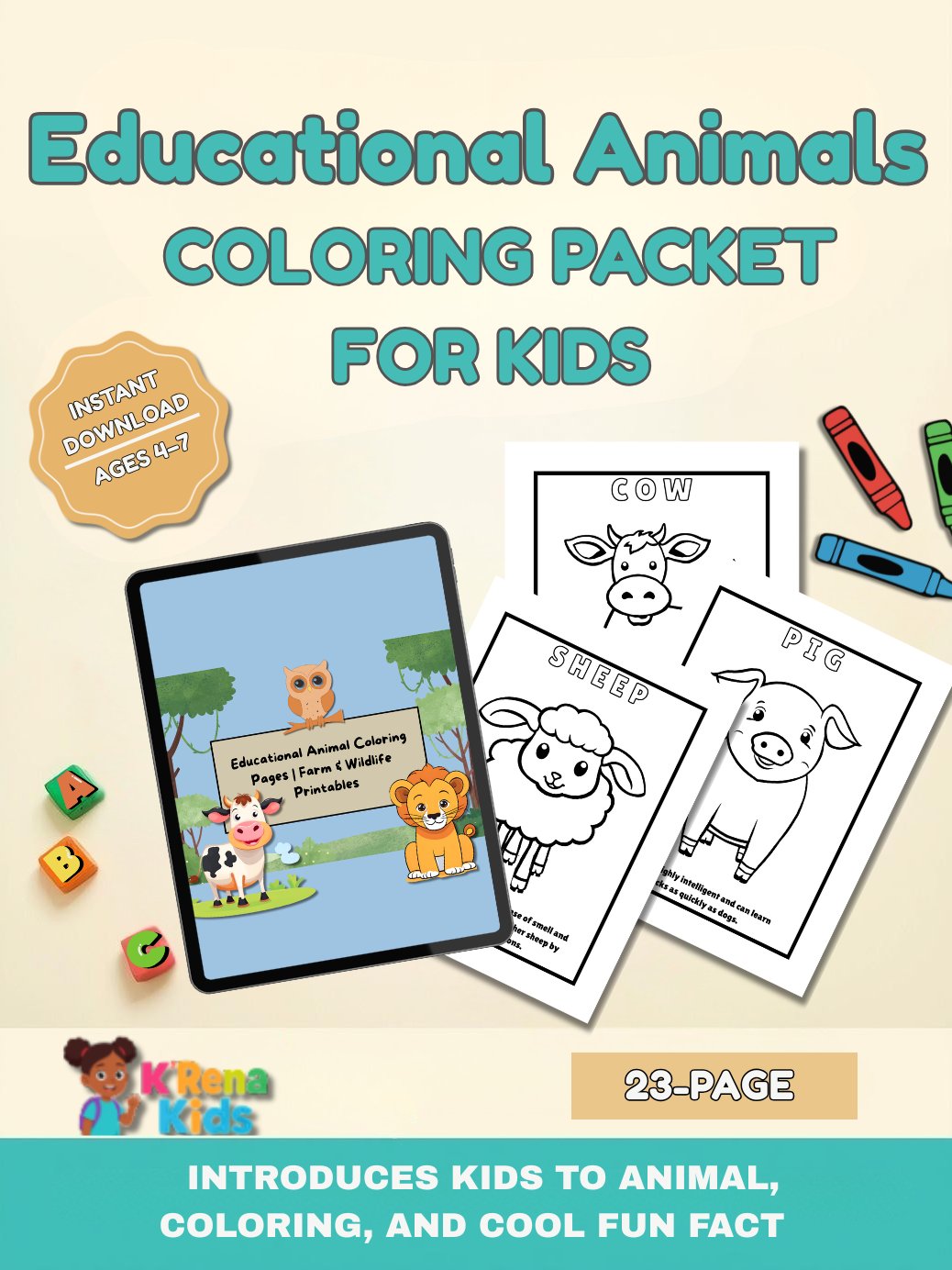Educational Animals Coloring Pages product image (1)