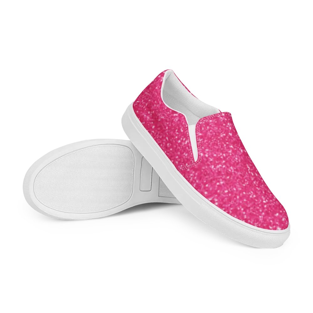 Sparkling Pink Glitter Women's Slip-On Shoes product image (12)
