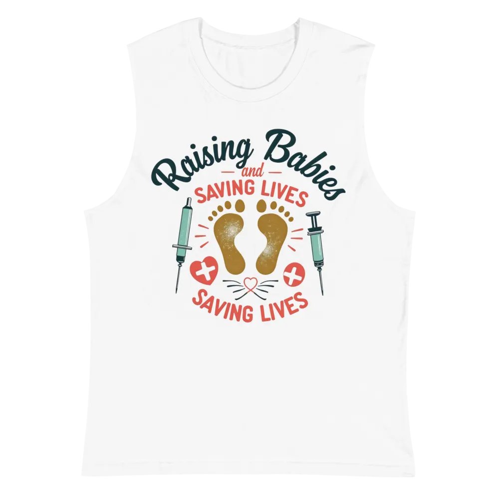 medical moms, Raising Babies and Saving Lives Muscle Tank product image (2)