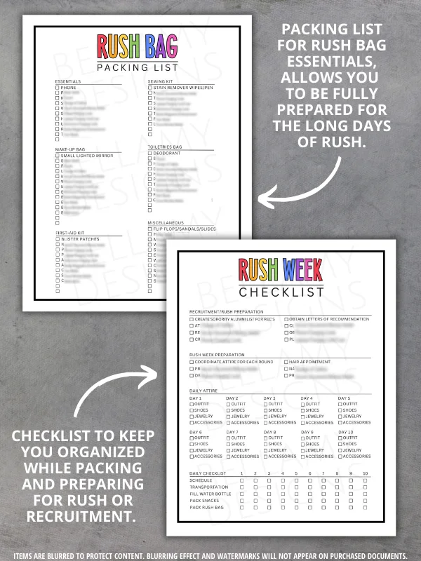 Sorority Rush Week Survival Kit, Sorority Recruitment Planner product image (3)