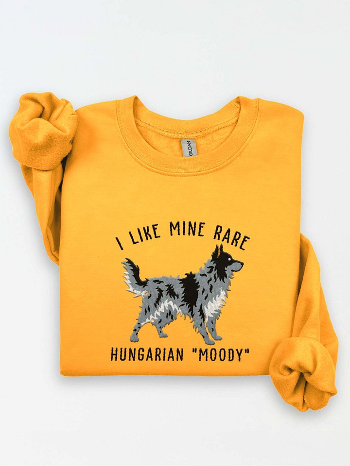 I Like Mine Rare Sweatshirt (Embroidered) of a Hungarian Mudi(Gray 2) product image (1)