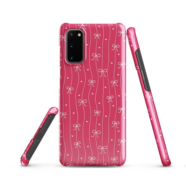 Pink Bow Coquette Samsung® Snap 20 Plus, 20 FE, 20 Ultra, 20, 21 FE, 21, 21 Plus, 21 Ultra, 22, 22 Plus, 22 Ultra, 23, 23 Ultra, 23 Plus, 24 Plus, 24, 24 Ultra, 25 Plus, 25 Ultra, 25 Cases. product image (1)