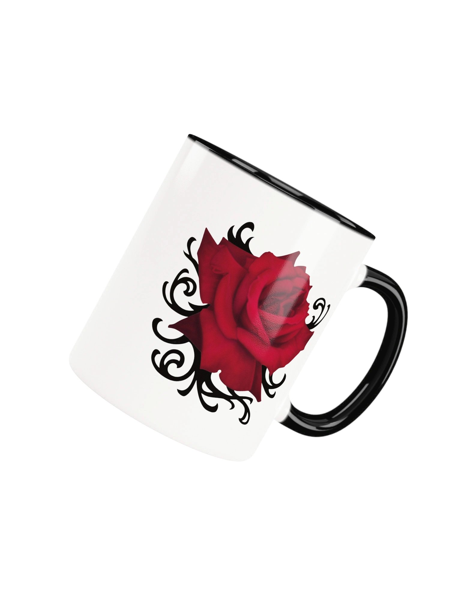 Gothic Dark Red Rose Ceramic Mug – Moody Crimson Floral Coffee Cup product image (8)