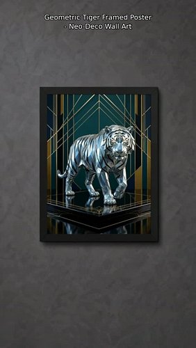 When geometric meets glam 🐅⚡ This isn't just a poster, it's a statement. The Neo-Deco tiger artwork brings chrome-like shine ...