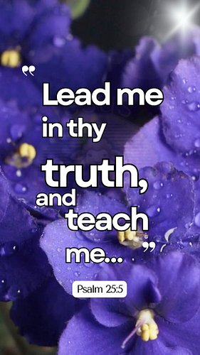 Let God Lead You
💜🤍💜🤍💜🤍💜🤍💜🤍💜🤍💜🤍
Psalm 25:5 — “Lead me in thy truth, and teach me…”
#BibleVerses #DailyBibleVerse #GodsWord #C...