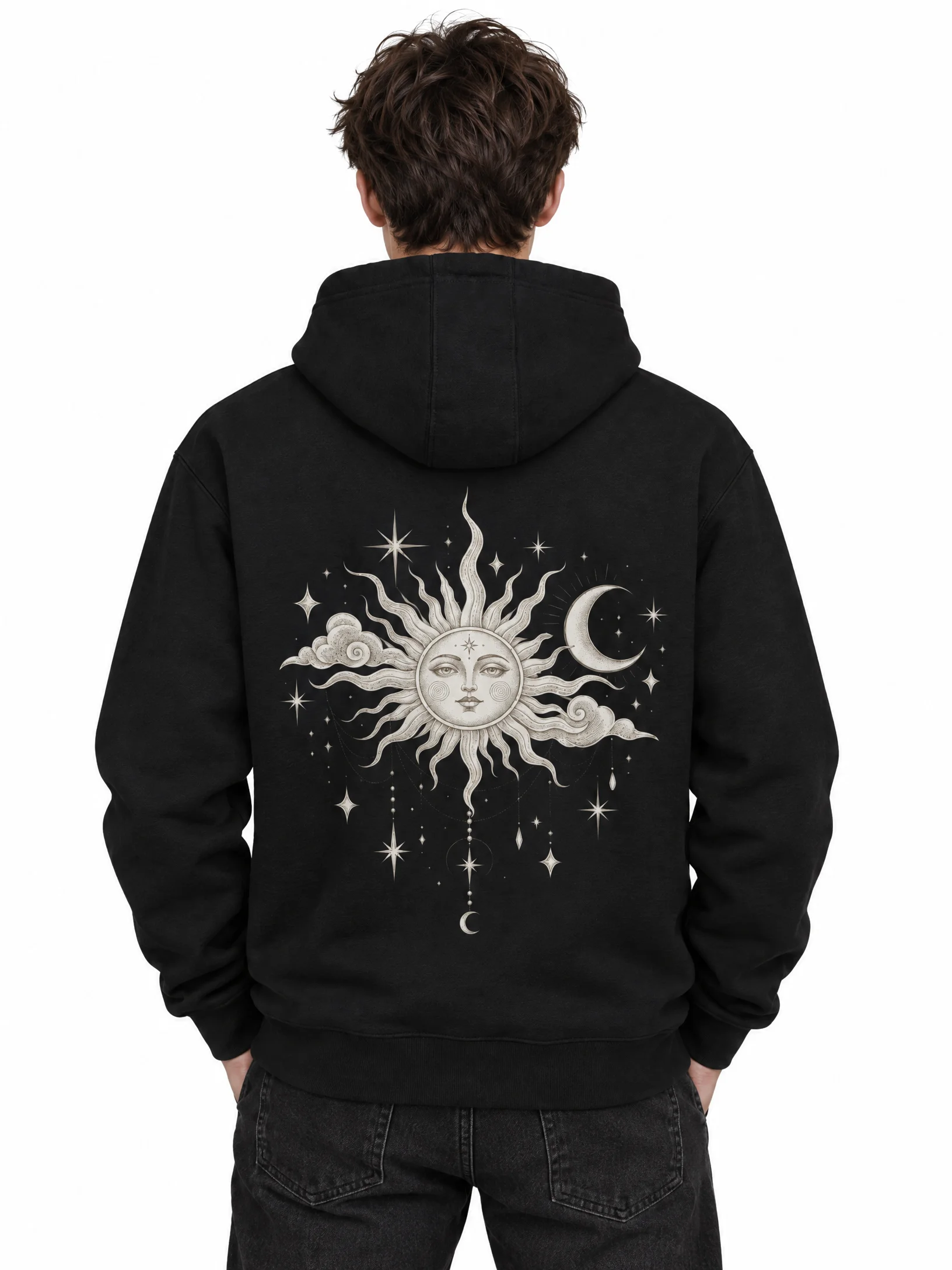 Celestial Sun & Crescent Moon Hoodie | Vintage Astrology product image (4)