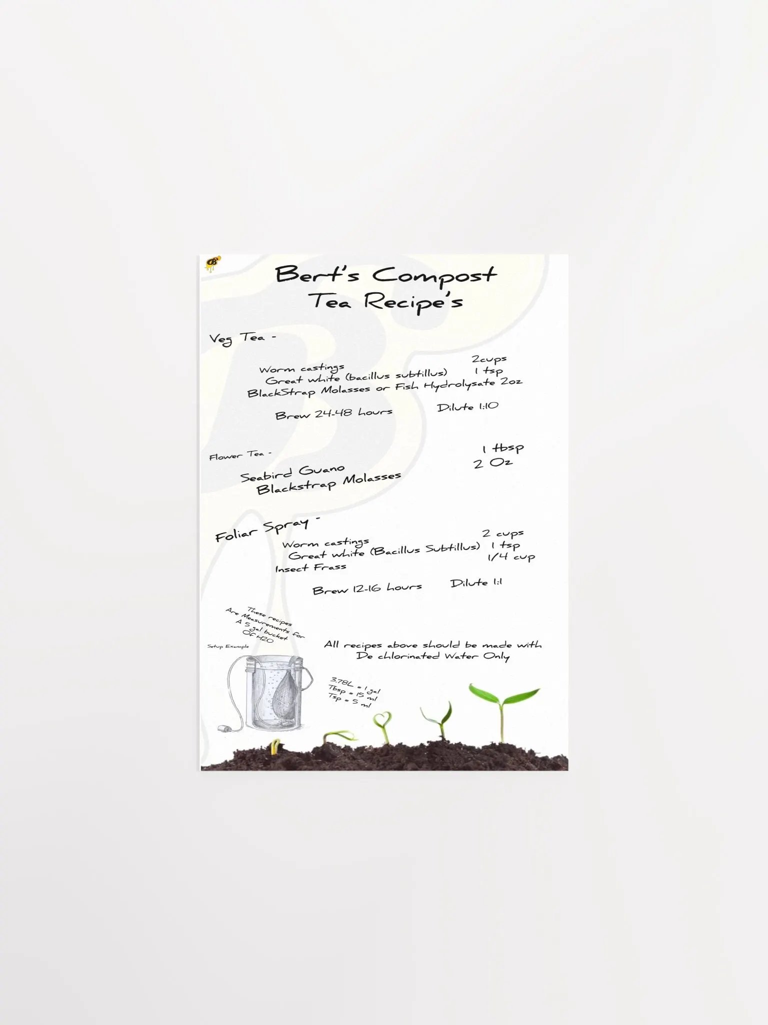 Bert's Compost Tea Recipes Card product image (1)