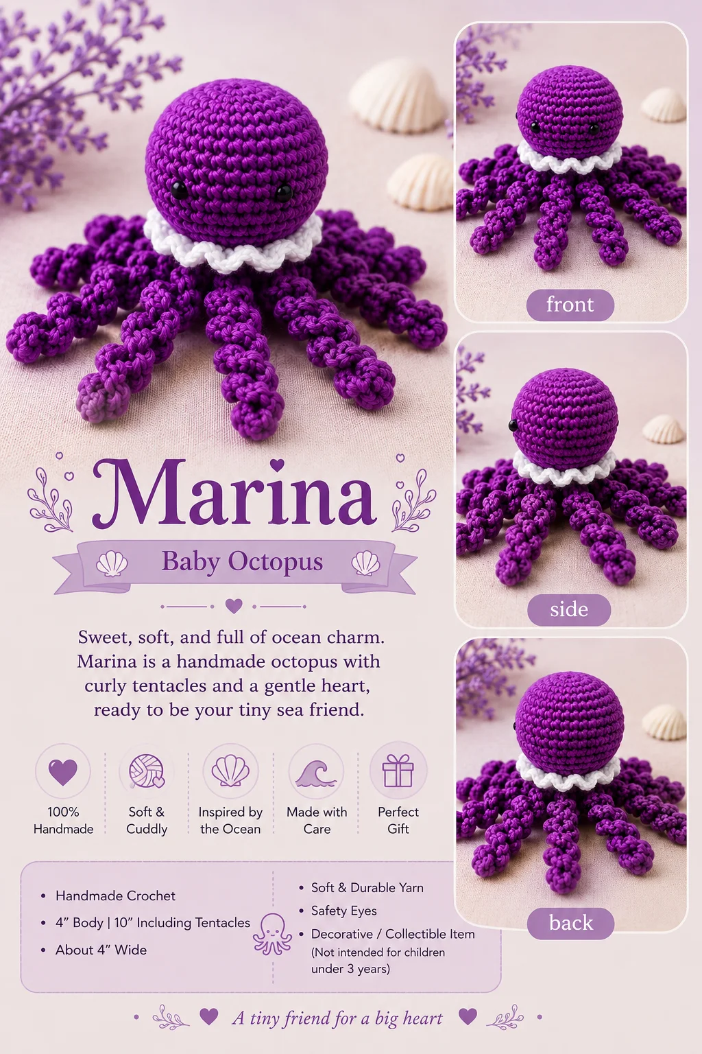 Marina ~ Baby Crochet Octopus 🐙🩷 product image (1)