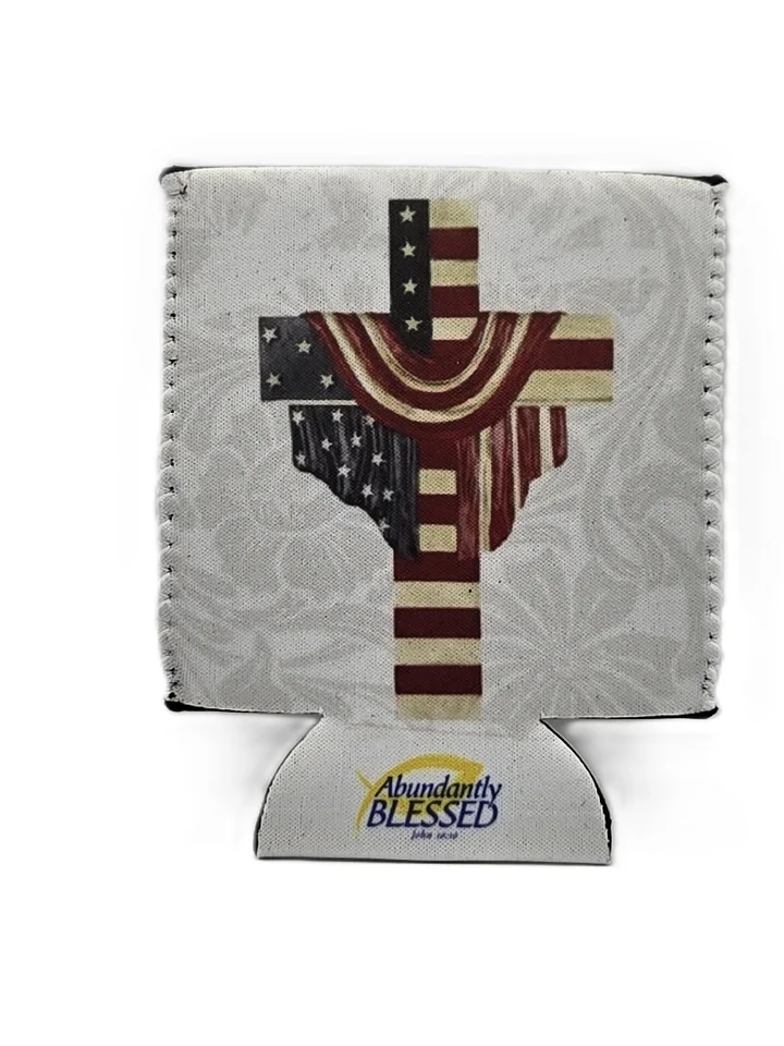 USA Flag-Draped Cross Can Koozie product image (1)