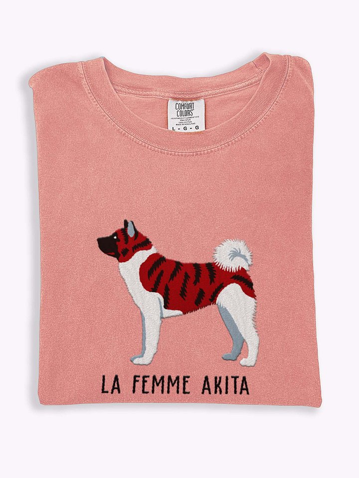 La Femme Akita T-Shirt(Embroidered) of an American Akita(Brindle) product image (1)