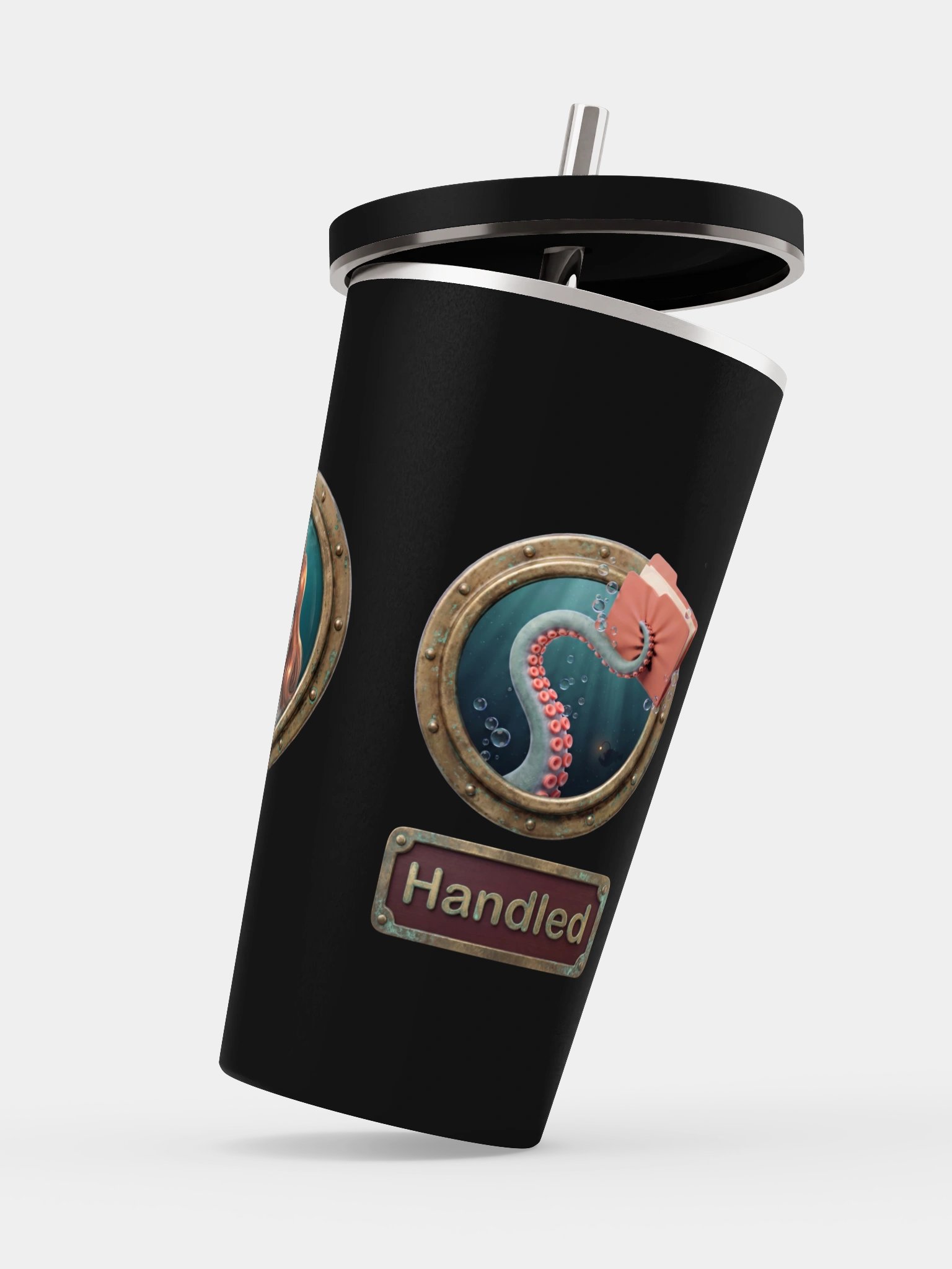 Handled porthole straw tumbler product image (3)