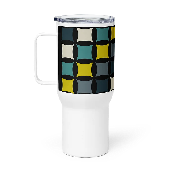 Geometric Mid-Century Style Grid Ceramic Travel Mug product image (1)