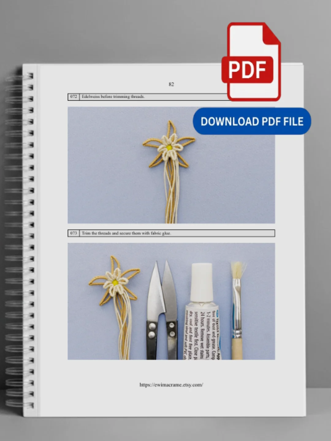 Micro Macrame Edelweiss Flower – Photo Tutorial product image (6)
