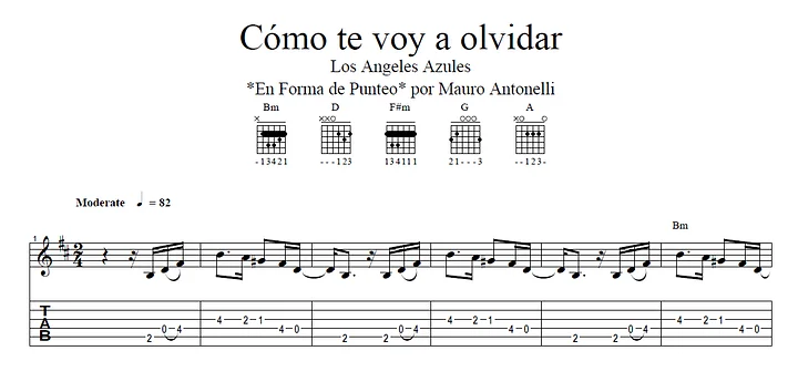 Cómo te voy a olvidar - Partitura + Tabs + Acordes + Pista product image (1)