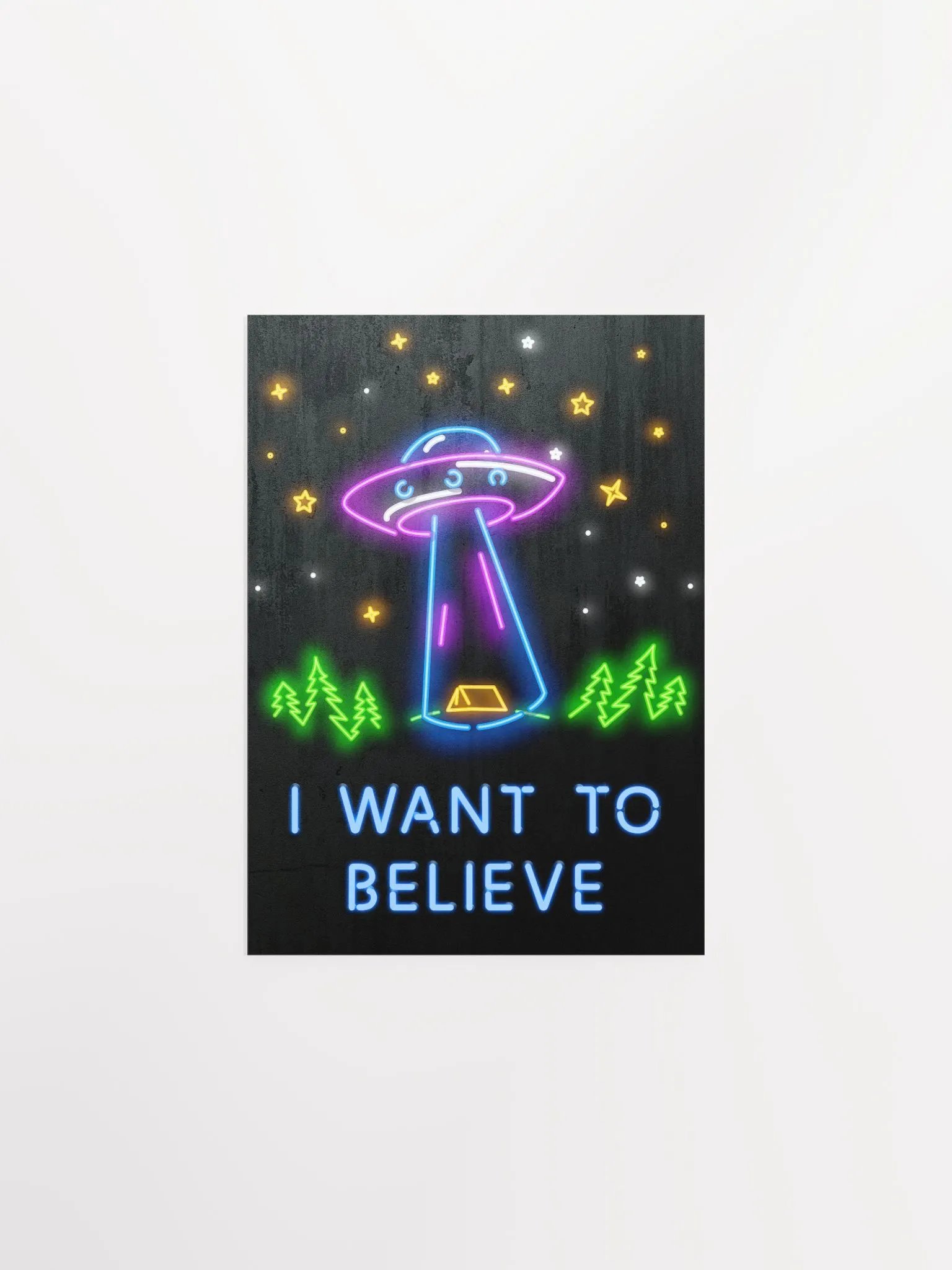I want to believe / X-Files poster. Neon version — sci-fi poster, movie poster, space art print product image (9)