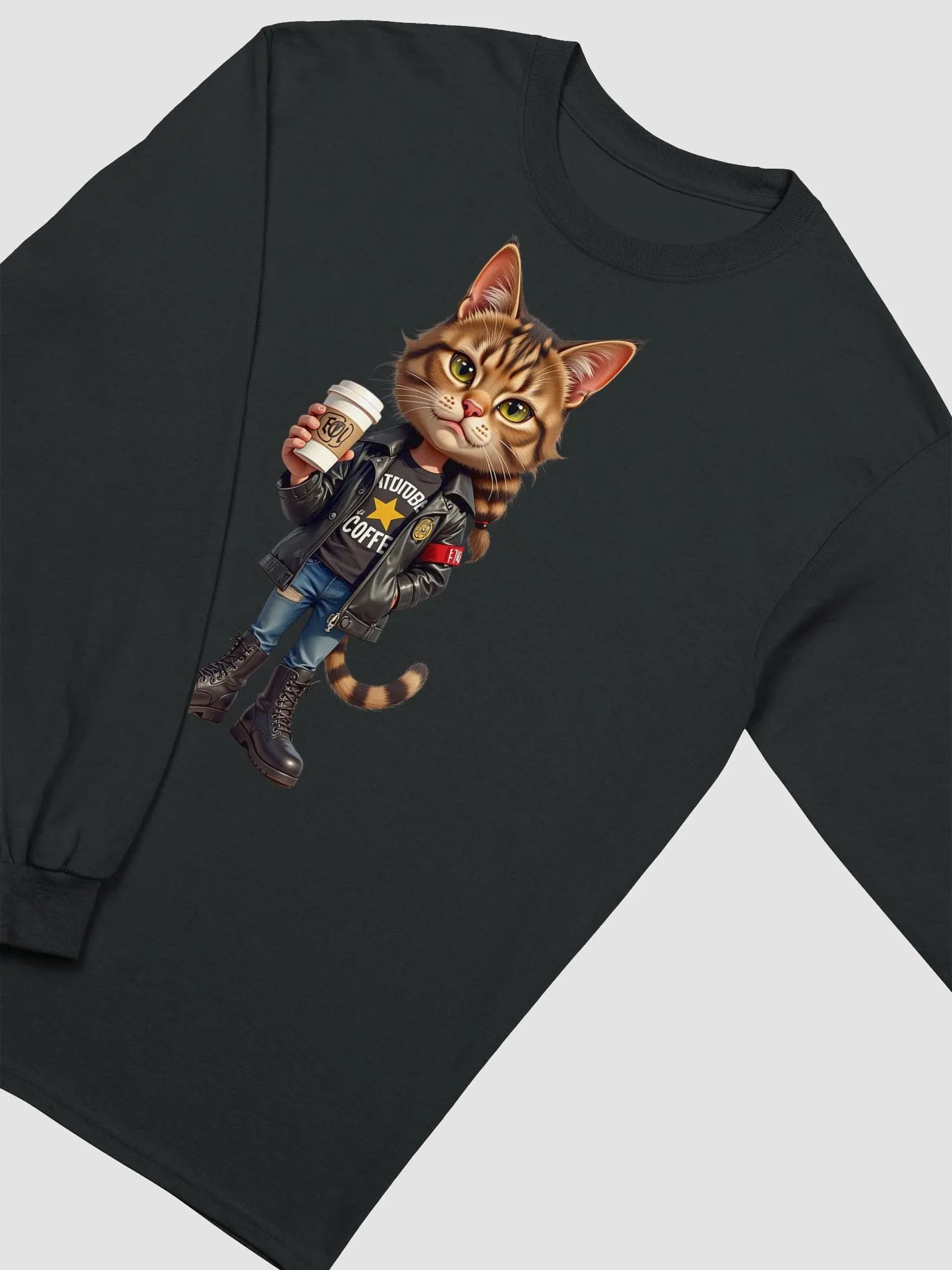 Confident Cat Coffee Long Sleeve Tee product image (30)