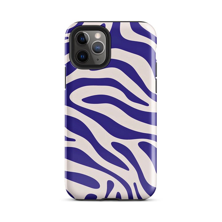 Wavy Lines (Blue and White) Tough Case for iPhone® product image (2)