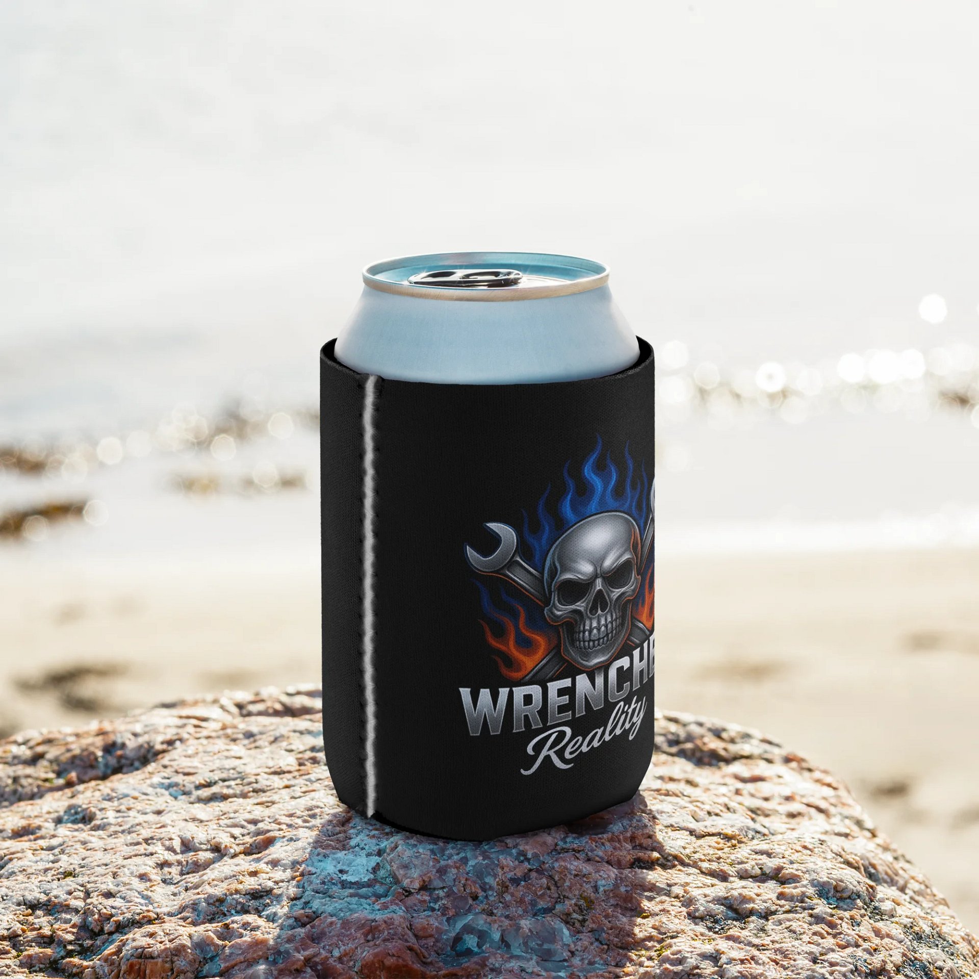 Flaming Skull Wrench Can Cooler product image (9)