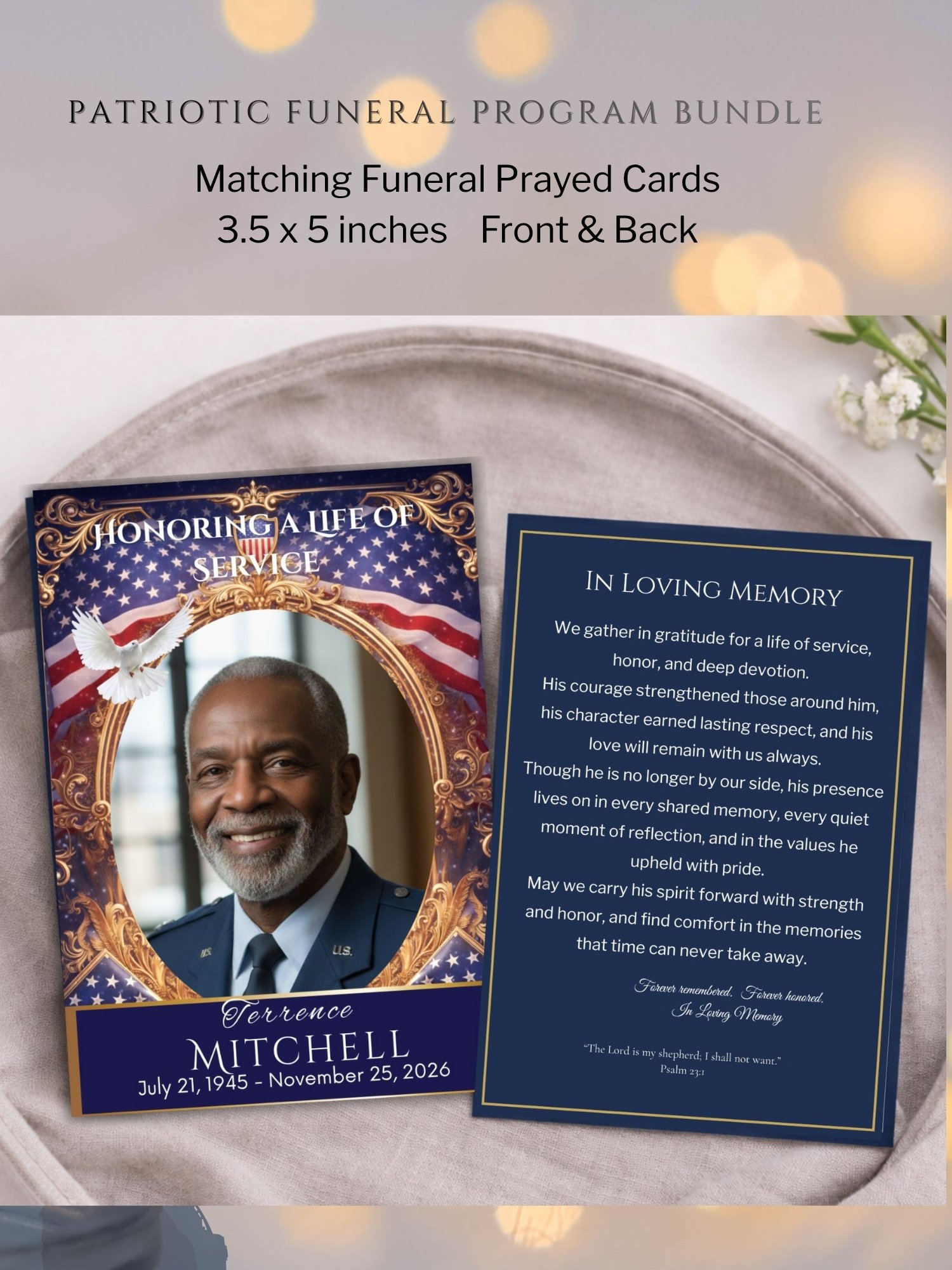 Patriotic Veteran & First Responder Funeral Program Bundle | 5-Piece Memorial Set product image (5)