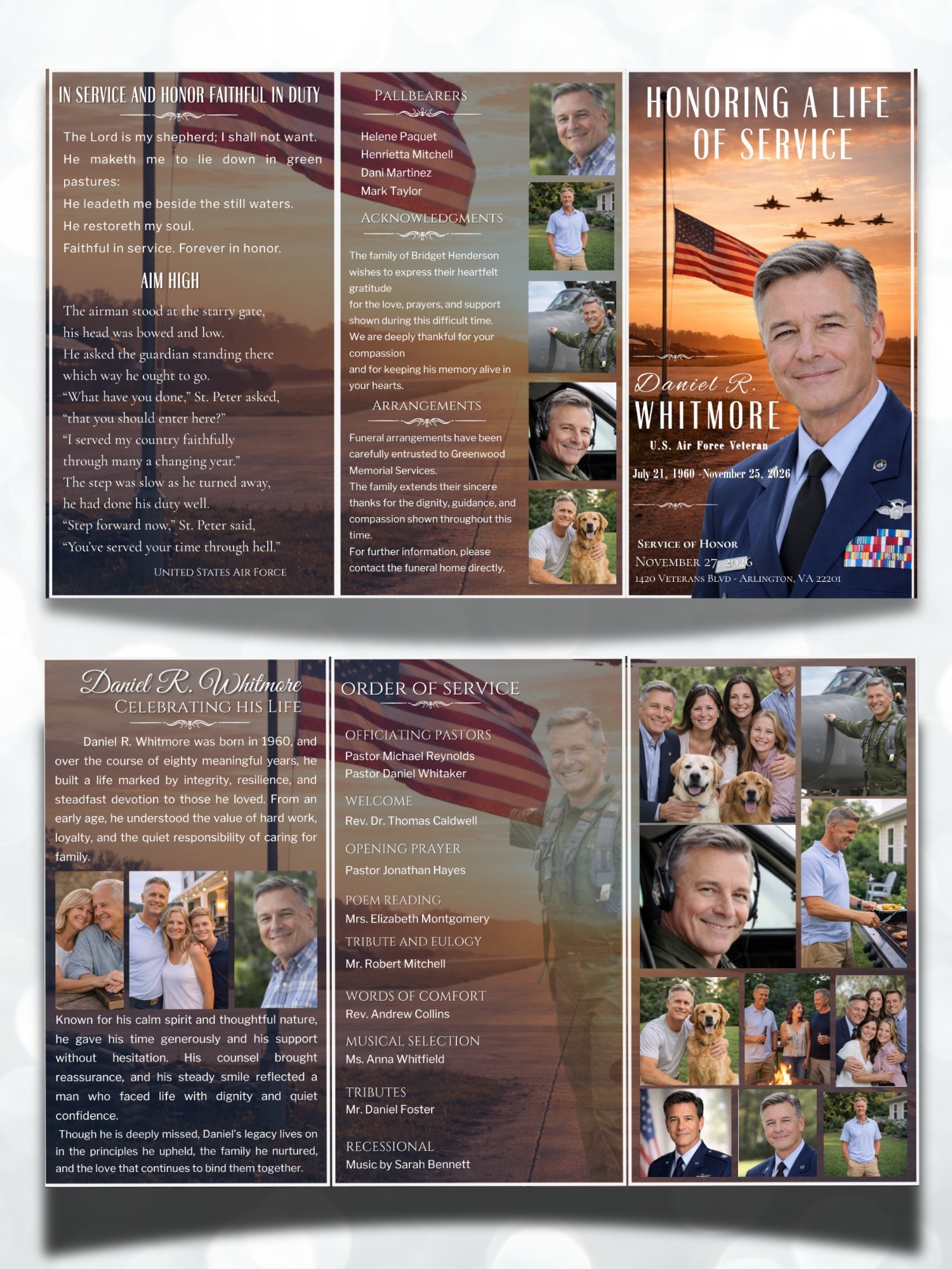 US Air Force Obituary Funeral Program Template for Canva product image (2)