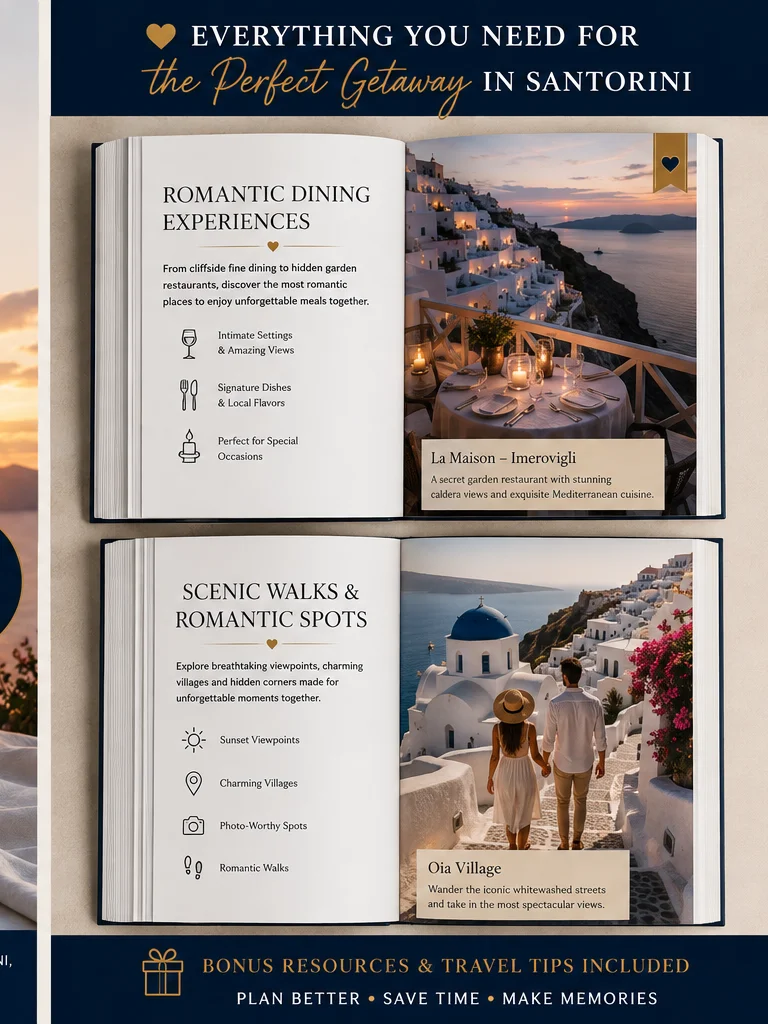 Santorini Couples Getaway Mini-Adventure Planner | Romantic Travel Guide & Honeymoon Planner PDF product image (2)