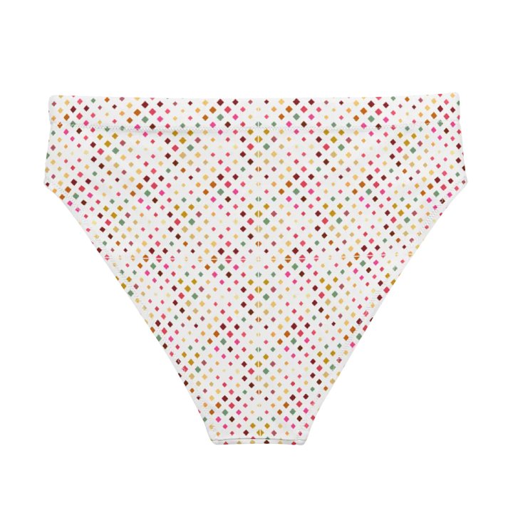 Colorful Square Pattern Design High Waist Bikini Bottom - V4 product image (2)