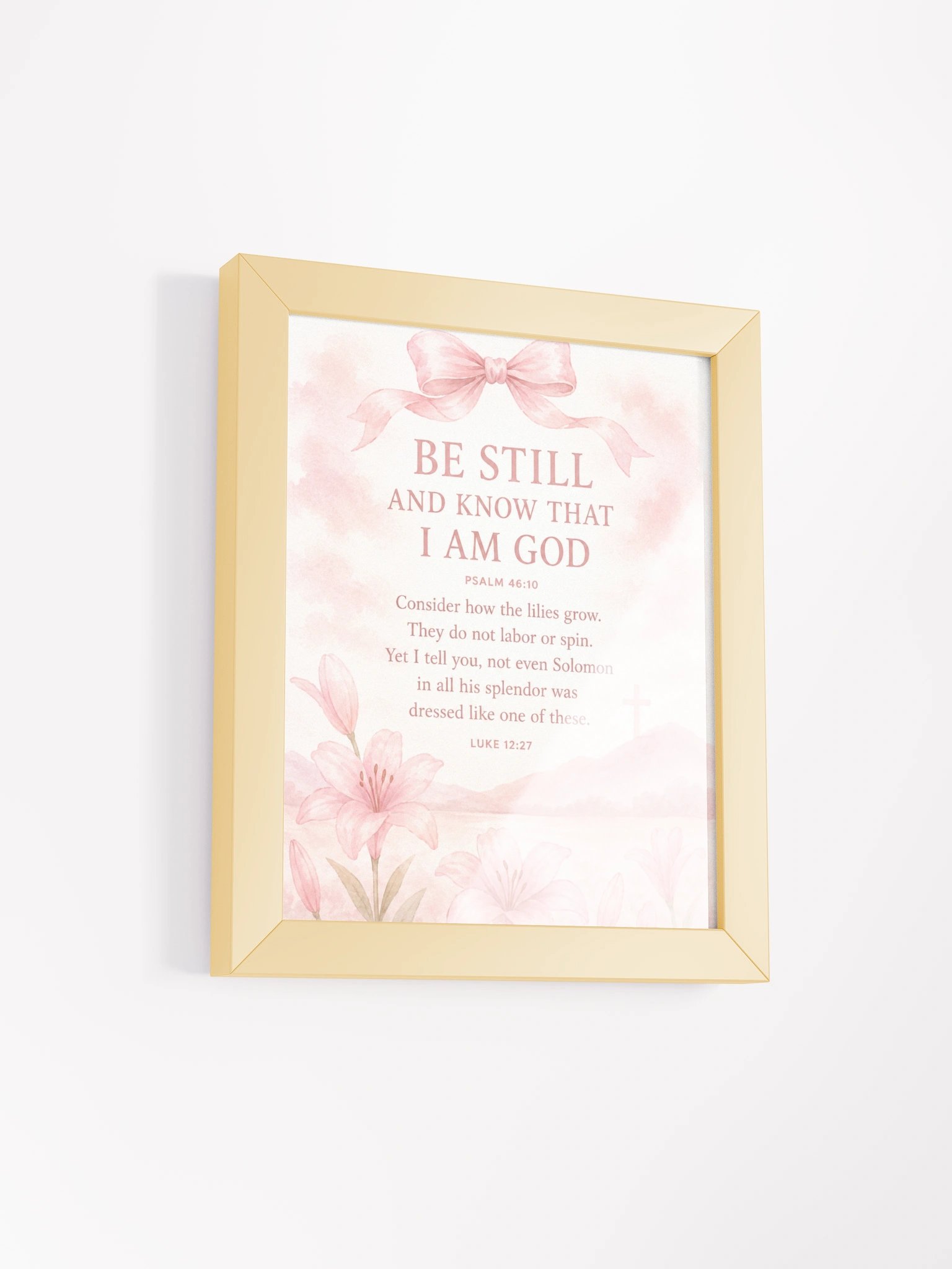 Be Still And Know That I Am God Psalm 46:10 | Pink Coquette Framed Christian Wall Art product image (2)