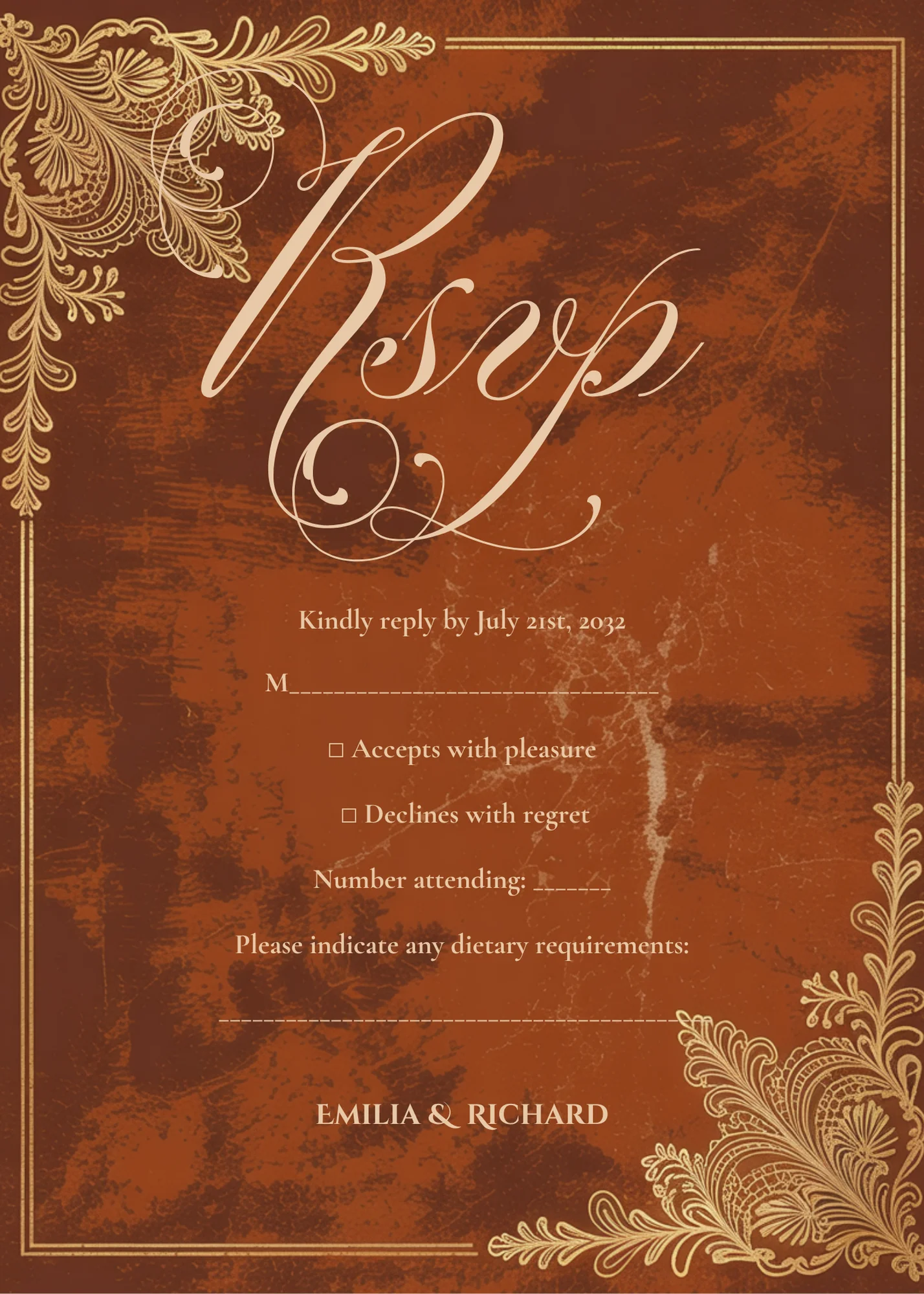 Editable Vintage Wedding Invitations | Edit in Canva | Instant Download Template | Rustic Brown Gold Terracotta product image (4)