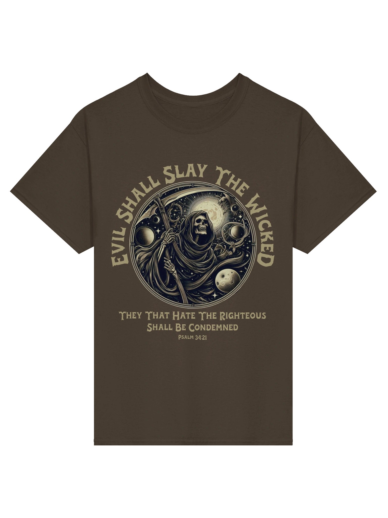 Evil Shall Slay The Wicked Tee - Bible Verse Psalm 34 Grim Reaper Christian T-Shirt product image (1)