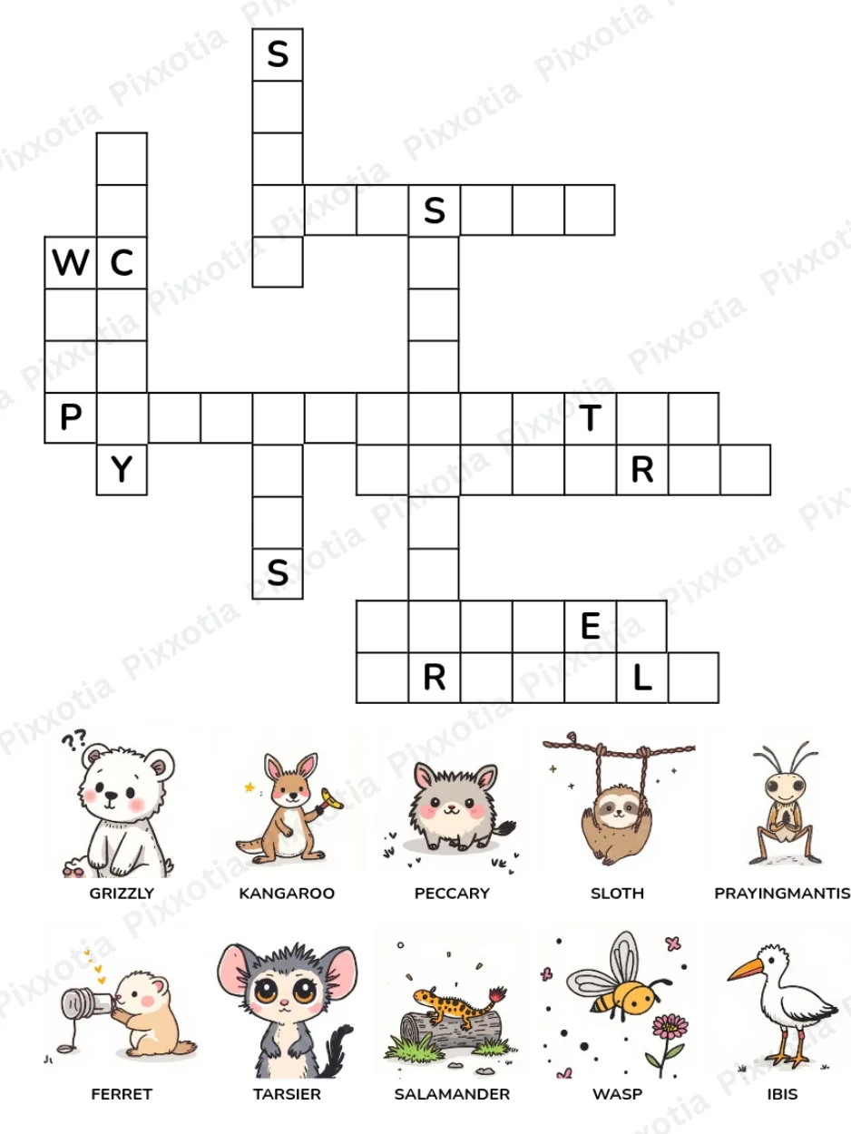 Animal Crossword Puzzle PDF | Fun Learning Activity | Printable with Solutions product image (4)