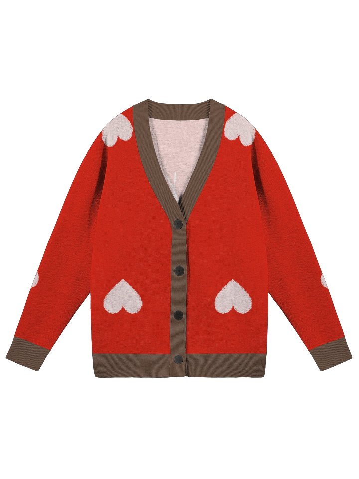 Velenir Red Heart Signature Knitted Cardigan Without Pocket product image (2)