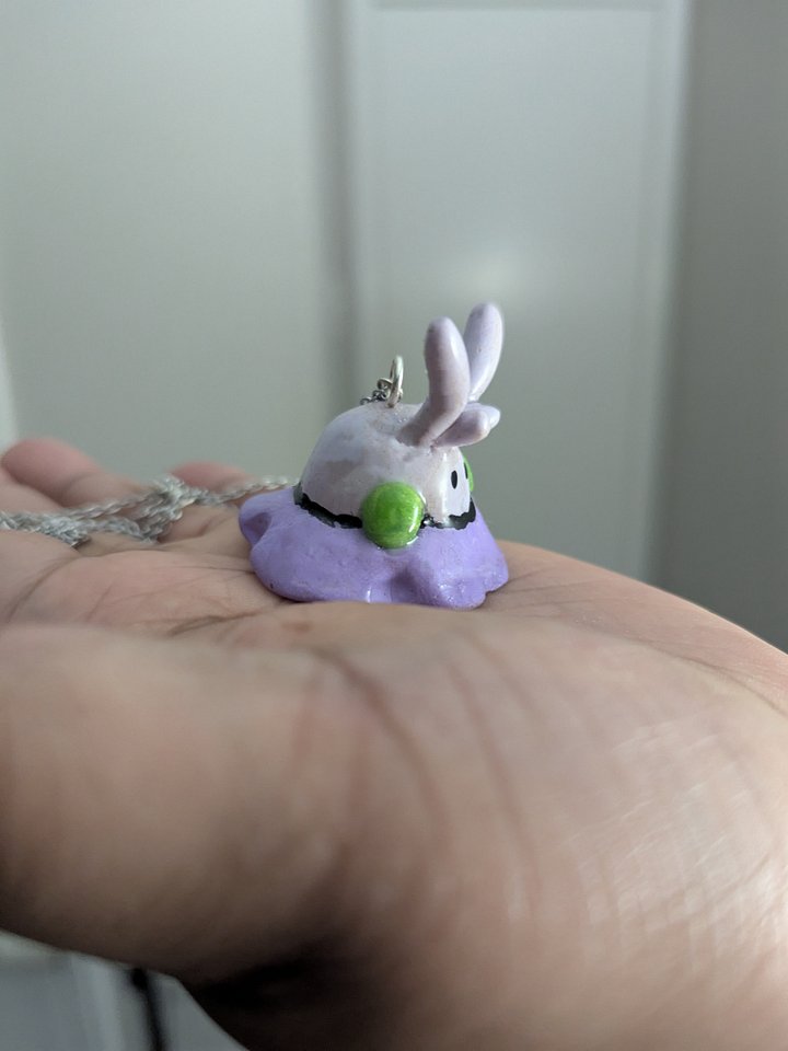 Kawaii Goomy Necklace – Handmade Pokémon-Inspired Polymer Clay Charm Necklace product image (2)