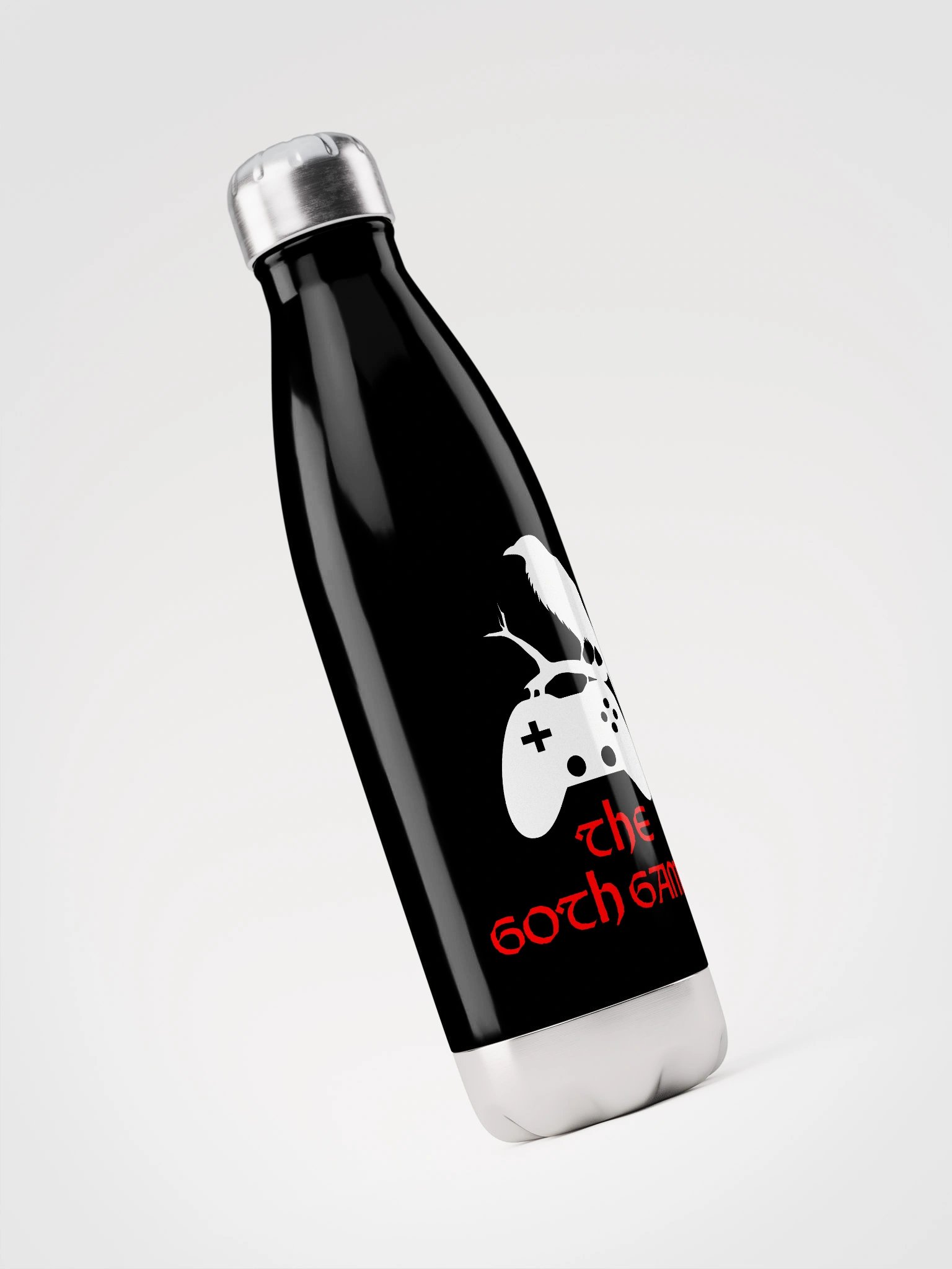 Goth Gamer Insulated Water Bottle with Crow & Controller Design product image (3)