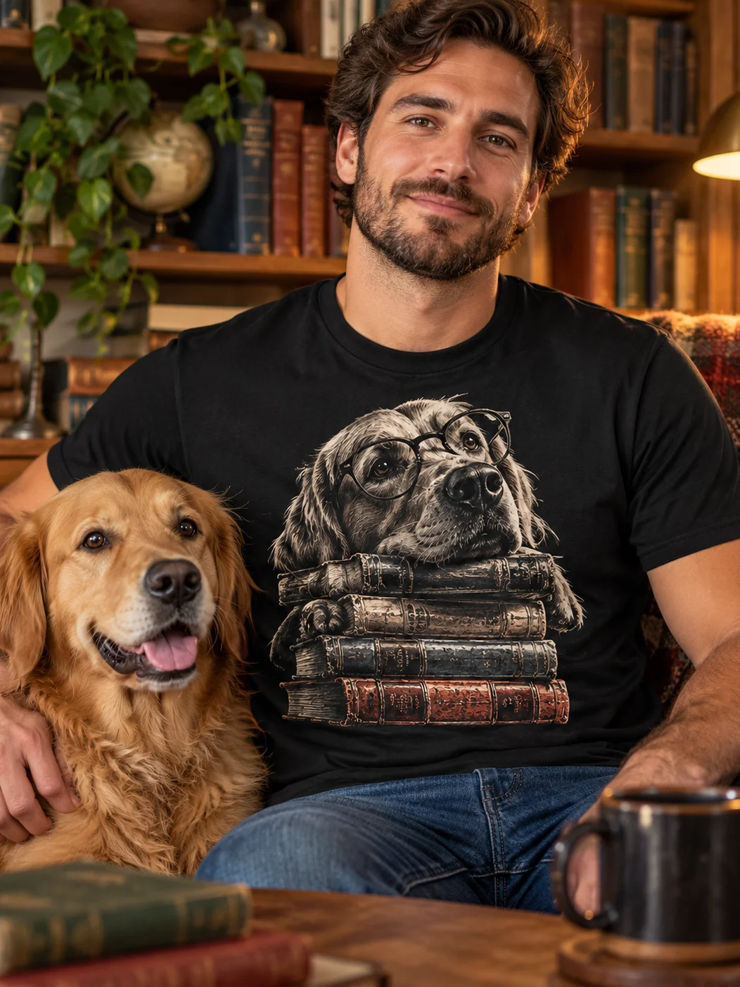 Book Lover Dog T-Shirt | Reading Dog Graphic Tee | Funny Dog Lover Shirt | Dark Academia Dog Tee product image (1)