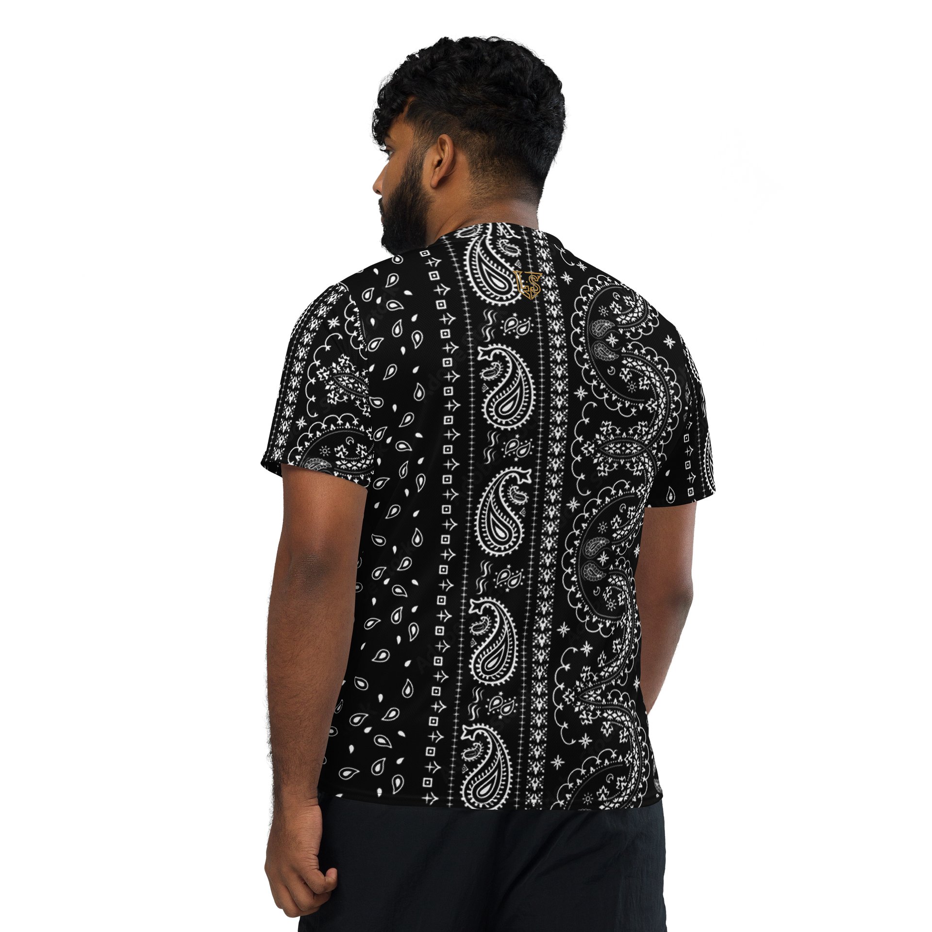 Lafate Store Designer Full Print Shirt Black Vertical Paisley product image (2)
