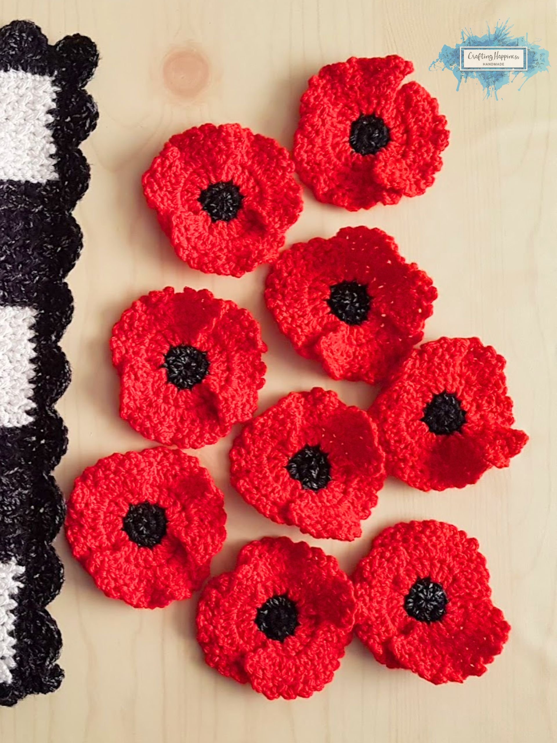 Red Poppy Flower Applique Crochet Pattern, US Terms (PDF Pattern) product image (2)
