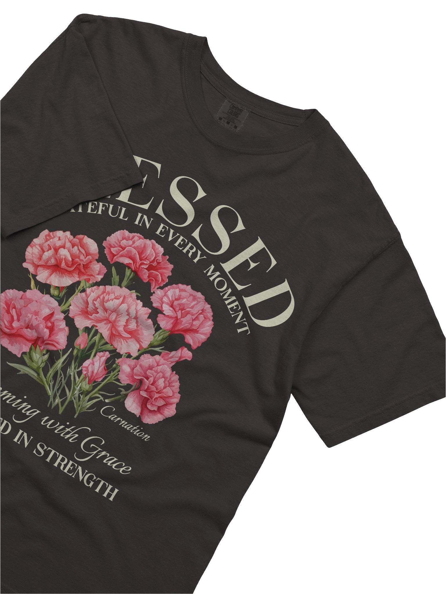 January Blessed Carnation Flower Shirt – Blooming with Grace Inspirational Floral Graphic Tee product image (5)